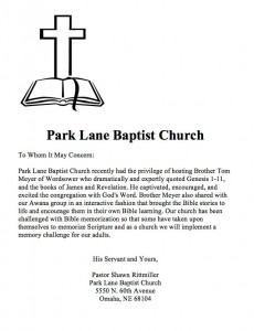 tom-meyer-wordsower-ministries-scripture-memorization-genesis-revelation-park-lane-baptist-church-letter